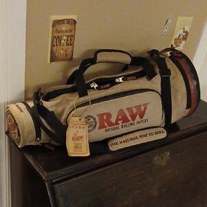 Natural Rolling Papers Canvas Duffle Bag W/ RAW Classic Print Casual Backpack